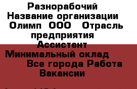 Разнорабочий › Название организации ­ Олимп, ООО › Отрасль предприятия ­ Ассистент › Минимальный оклад ­ 25 000 - Все города Работа » Вакансии   